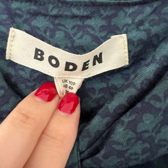 US 6P Boden Turquoise Print Long Sleeve Midi Dress NWT - Picture 5 of 6